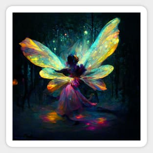 shiny fairy dancing through magic forest Sticker